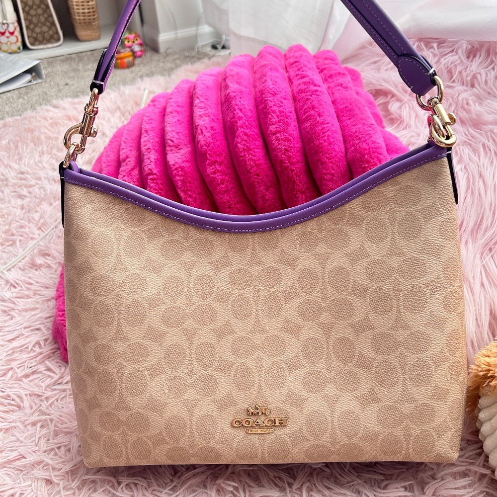 Coach Laurel Shoulder Bag In Signature Canvas Purple